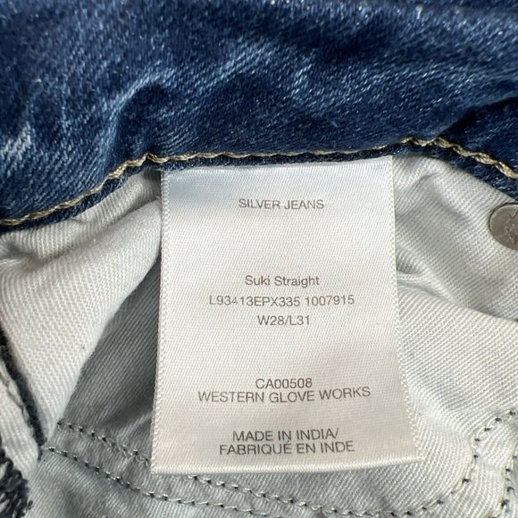 Silver Jeans Suki 28X31 Mid Straight Medium Wash Faded Denim Distressed - Picture 11 of 12